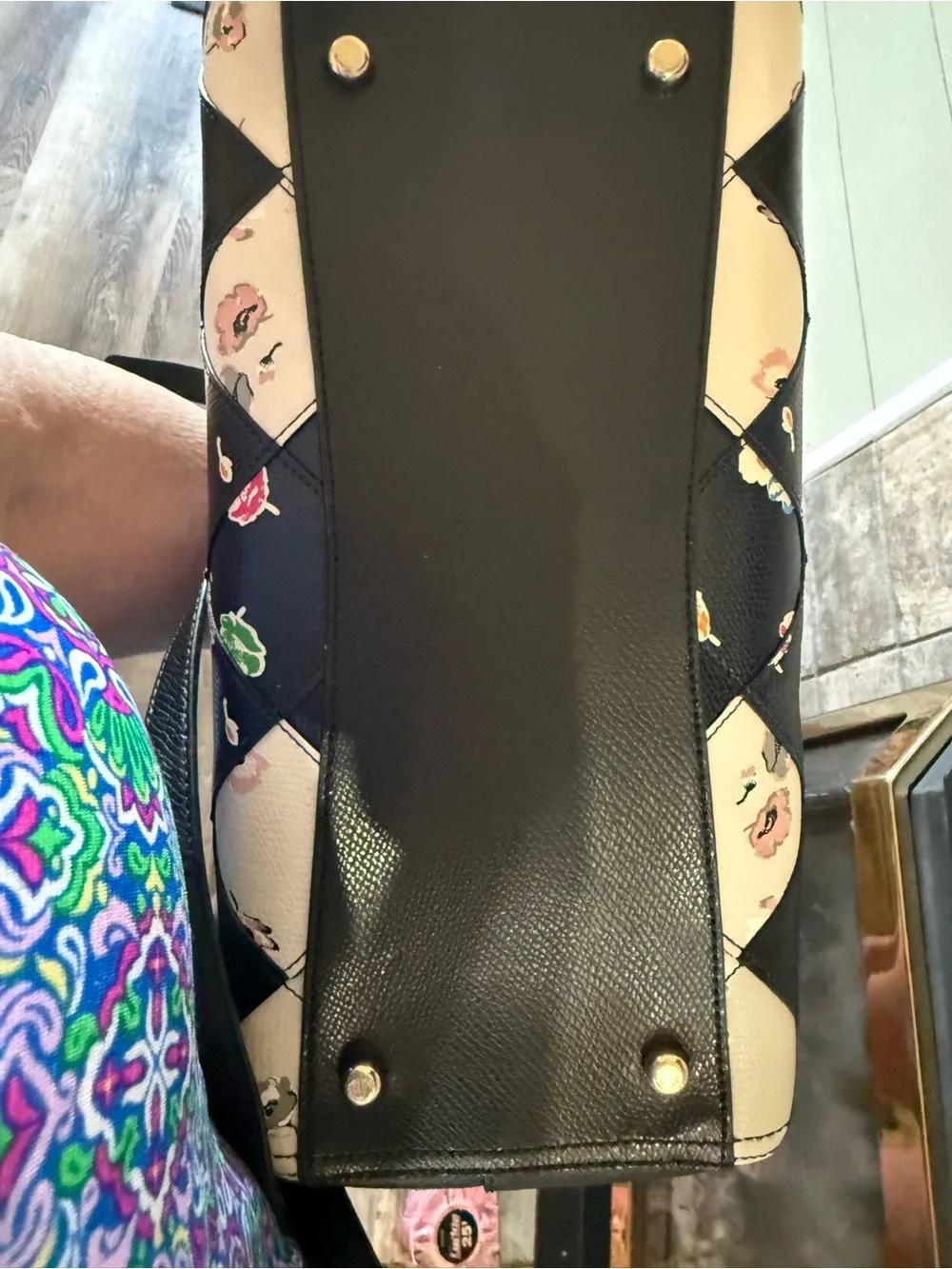 Coach Floral Patchwork Leather Satchel - Black & Red